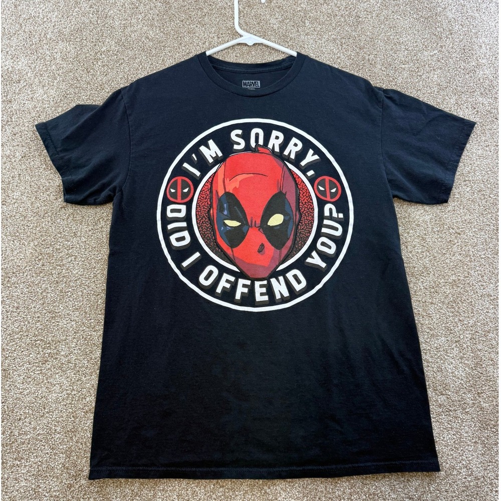 Marvel Deadpool Mens T-Shirt Medium‎ Black Im Sorry Did I Offend You Movie